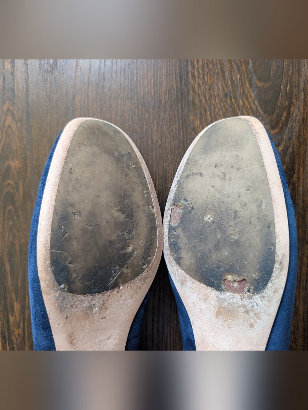 Tory Burch Gigi Blue Suede Gold Logo Slip-on Flats Shoes - Picture 12 of 12